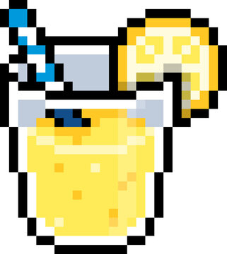 Lemon Drink Pixel Art Beverage Icon