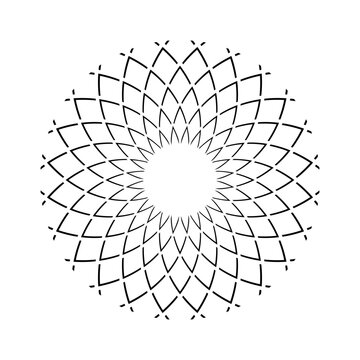 Abstract Radial Geometric Circle  Pattern in Flower Shape. Decorative Design Element. 