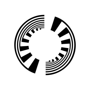 Round Design Element with Rotation Movement Effect. Abstract Circle Icon. 