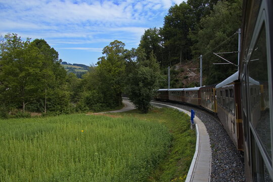 Narrow-gauge railway "Mariazellerbahn" from Sankt P&ouml;lten to Mariazell, Austria, Europe
