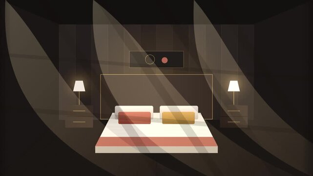 Modern Minimalist Bedroom Interior with Symmetrical Design