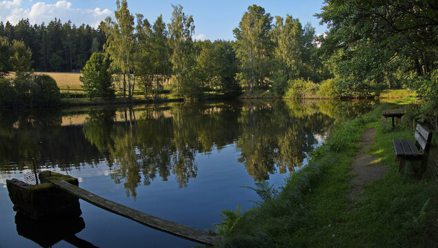 Pond at Hendlm&uuml;hle at Tirschenreuth, Bavaria, Germany, Europe

