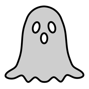 White Ghost Cartoon Character with Spooky Face