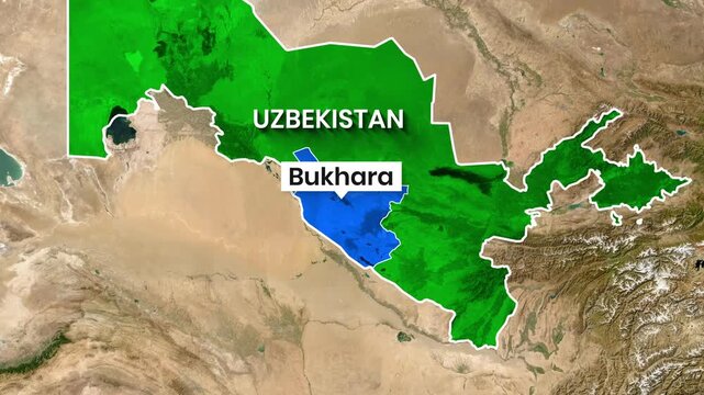 Uzbekistan Country Map Animation Showing the Bukhara Region Location