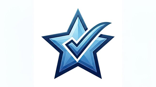 Blue star icon with checkmark for quality