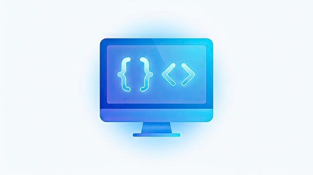 Computer monitor icon displaying software programming code.