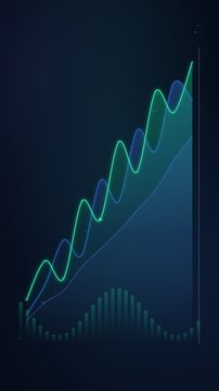 Clean 4K textless multi-series area chart animation with smooth gradient fills, laser scanner beam, glowing data nodes, and dynamic spectrum baseline. Minimalist business graphics for corporate analyt