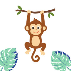 Cute monkey playing in a tree
