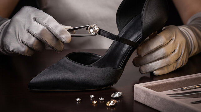 Rhinestone jewelry crafting with crystal embellishment, black and silver