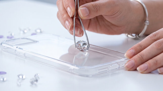 Bedazzling, rhinestone decoration, crystalcore phone case