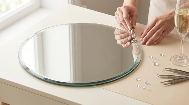 Bedazzling, rhinestone decoration, crystalcore mirror decor