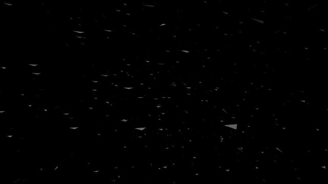 White paper animation flying on black background, 
paper falling down animation. paper sheet flying 4k Video.  flying papers 4k Video Concept of Wasted Life, 
Circles floating in 3D space
