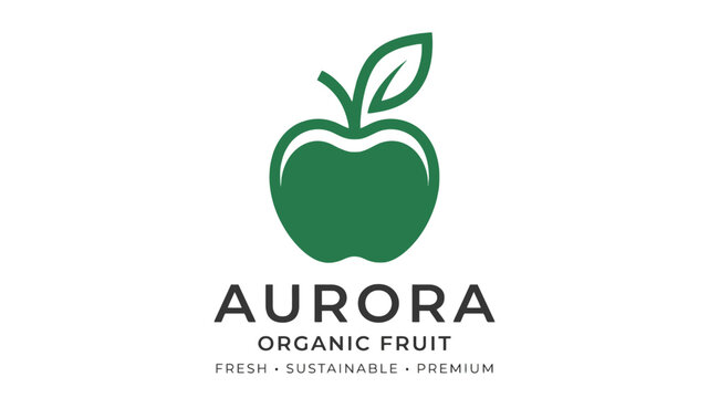 Green apple organic fruit logo design concept vector illustration for healthy food and agricultural business branding