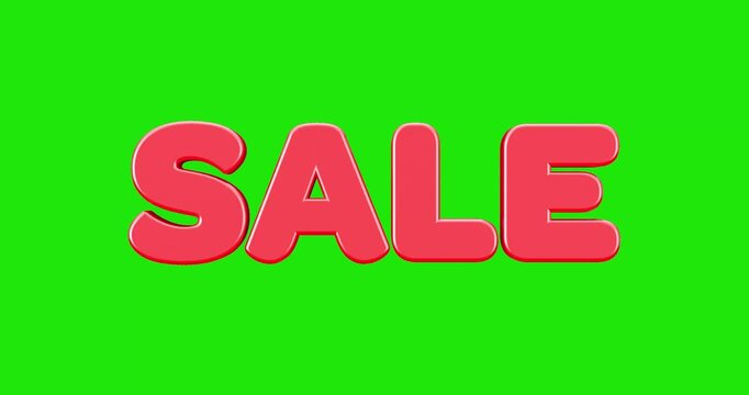 4k Resolution Video: Retail Promotion, Seasonal Discount, Price Reduction, Shopping Incentive And Sales Marketing Concept. Glossy Red Sale Text Animated On White Background With Alpha Matte
