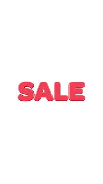 4k Resolution Vertical Video for Social Media: Retail Promotion, Seasonal Discount, Price Reduction, Shopping Incentive And Sales Marketing Concept. Red Sale Text Animated On White Background