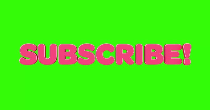 4k Resolution Video: Digital Marketing, Audience Growth, Channel Subscription, Content Promotion And Viewer Engagement Concept. Pink Subscribe Text With On Green Screen Background With Alpha Matte