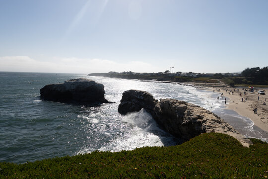 Large Natural Sea Arch and Beach in Natural Bridges State Park California USA