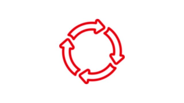 Cyan neon glowing circular arrows rotation cycle seamless loop animation interface, modern, sci-fi, cyber, motion graphic