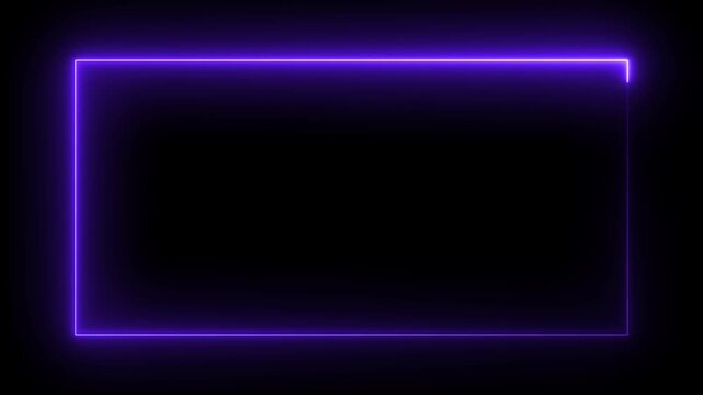 Glowing Neon light rectangle frame loading icon background in retro style, 4k video