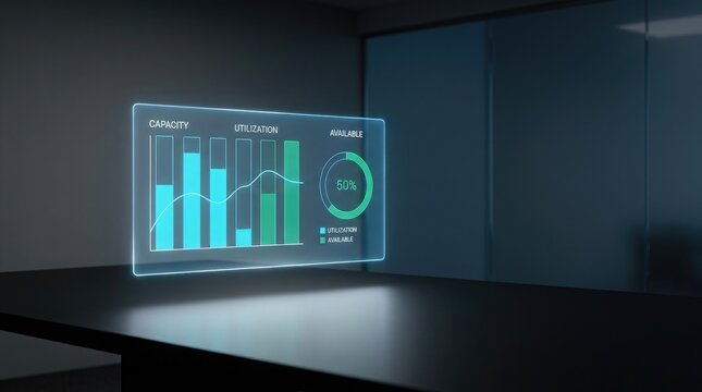 Server capacity and utilization chart showing fifty percent available