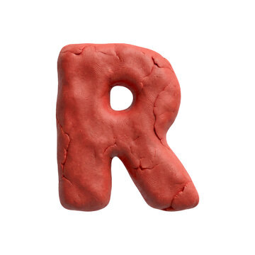 plasticine letter R - Uppercase 3d playdough font - suitable for modelling, stop-Motion Animation or sculpting related subjects