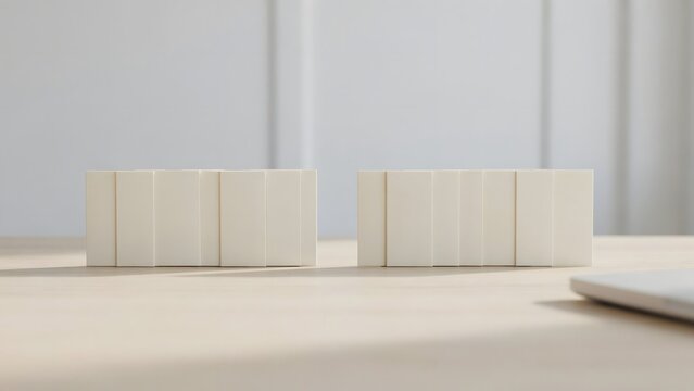 Blank envelopes in equal rows on corporate desk &ndash; Ideal for world equal pay day, workplace equality, or corporate compensation themes.