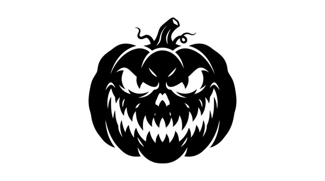 Halloween Evil Halloween Pumpkin Vector, menacing spooky jack o lantern with angry face, scary carved gourd illustration for spooky party vector
