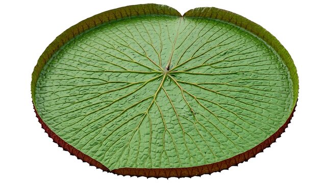 Giant water lily pad leaf isolated on white background with circular