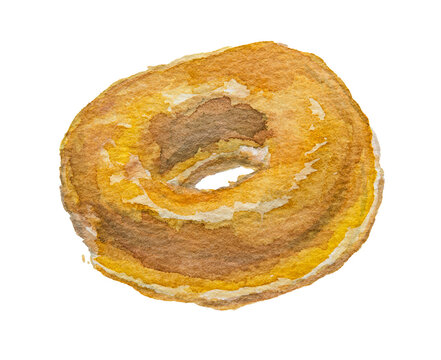 Glazed donut watercolor illustration