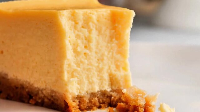 Chef repeatedly tastes creamy cheesecake with a spoon, highlighting its smooth texture and appealing presentation, ideal for bakery menus, restaurant advertising, dessert promotions and food media.