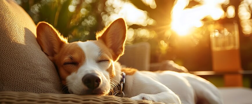 Dog resting outdoors