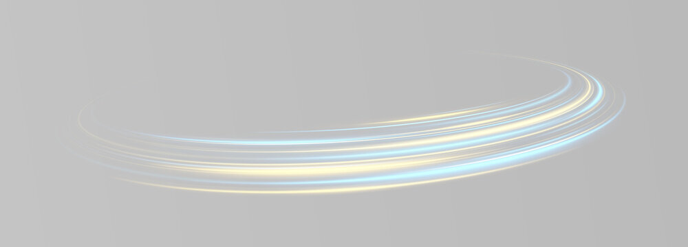 Futuristic neon lines twirl with circular motion and sparkling energy.