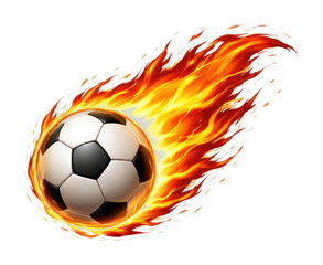Fototapeta premium PNG Dynamic fiery soccer ball illustration.