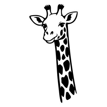 Logotipo fauna africana. Icono con dibujo sencillo con l&iacute;neas de la cabeza de una jirafa en perspectiva 