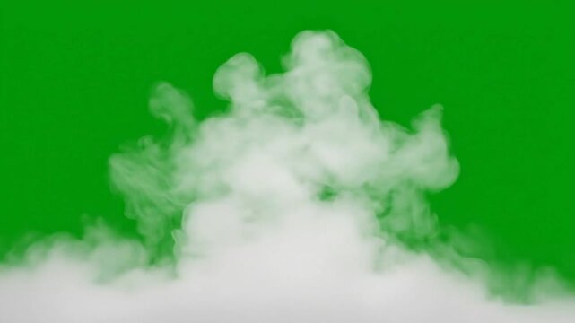 White Fog Rising on Screen, Soft Mist Smoke Effect for Atmospheric Large soft smoke cloud swirling and floating isolated on green screen background chroma key effect overlay white