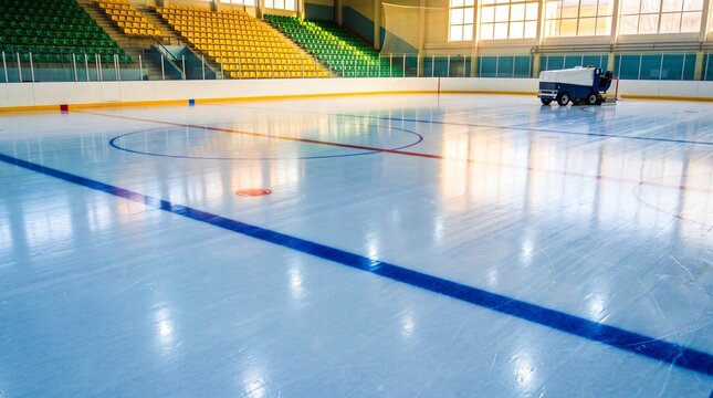 Empty hockey rink before game