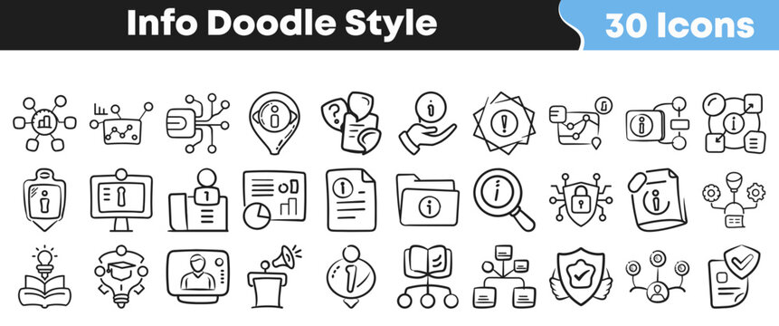 Hand drawn information doodle style icons for business data collection