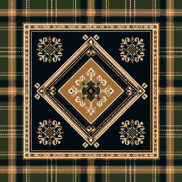 Ornamental tartan medallion swatch design