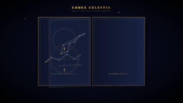 Celestial Codex Animation with Constellation Lines and Astronomical Navigation Map Elements Design