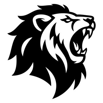 Logo s&iacute;mbolo leo del zod&iacute;aco. Icono con dibujo sencillo con l&iacute;neas de la cabeza de un le&oacute;n macho rugiendo, visto en perspectiva 
