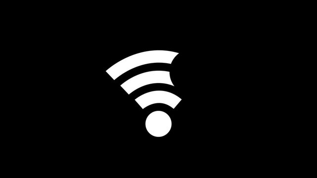 Animated white wifi connection icon with red alert notification badge symbol lower third graphic element for motion graphic.
