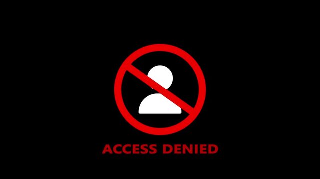 Animated red user ban sign icon with Access Denied text warning message lower third graphic element for cyder security animation.