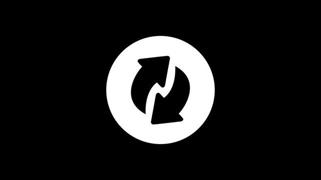 Animated circular arrows repeat swap exchange sync icon in circle button lower third Motion graphic no background.