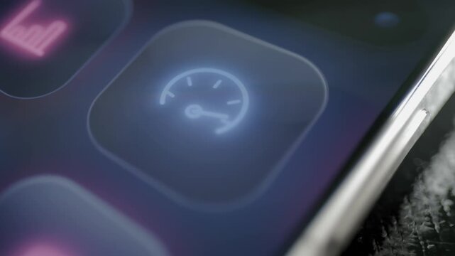 Mobile Speedometer Icon Represents System Performance Control