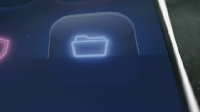 Mobile Folder Icon Opens Organized Digital Data Storage