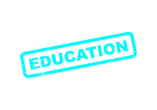 Blue education stamp or badge with white text illustration