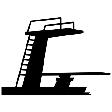Swimming pool diving board structure for athletic training facilities and sports centers.