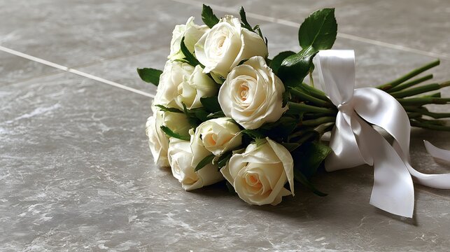 Floral bouquet featuring white roses and greenery