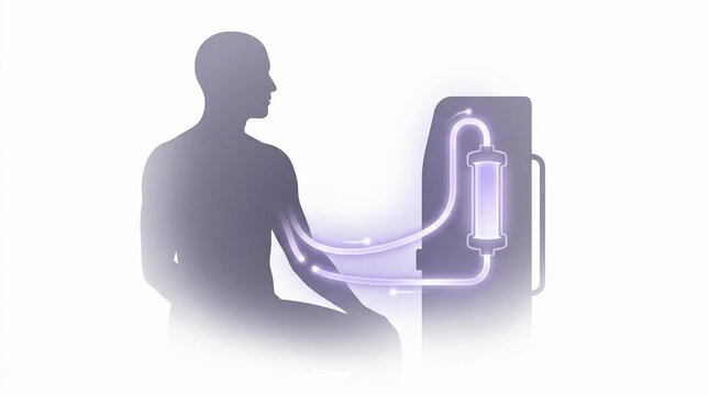 Medical Hemodialysis Machine Filtering Blood for Chronic Kidney Disease Patient Silhouette Concept