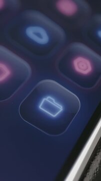 Mobile Folder Icon Opens Organized Cloud Storage